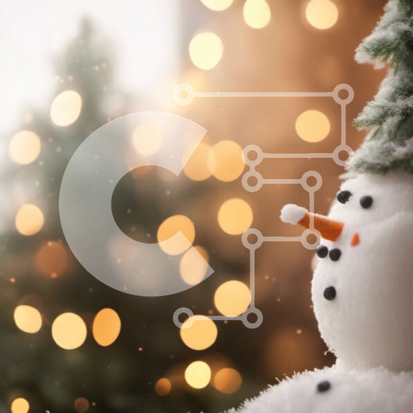 Intra Συλλεκτικό Ξύλινο Παζλ Plywood  4mm - Χιονάνθρωπος μπροστά από ένα φωτισμένο δέντρο Σε Ξύλινο Κουτί - Διαστάσεις: 10x10 cm – 25 κομμάτια