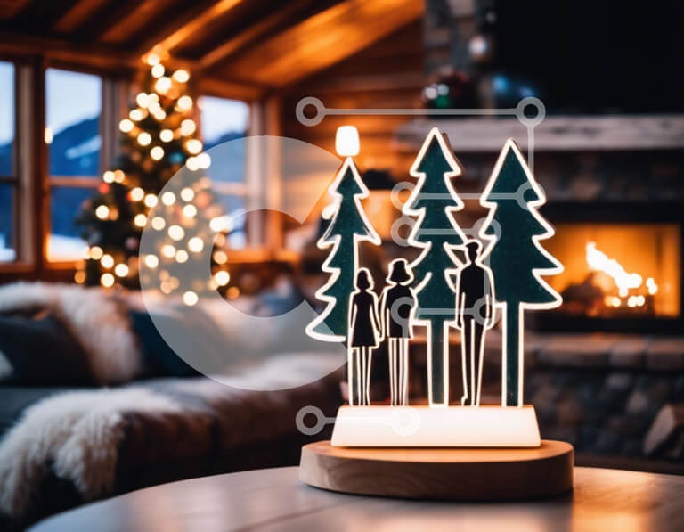 Intra Συλλεκτικό Ξύλινο Παζλ Plywood  4mm - Εορταστική διακόσμηση σαλονιού με γλυπτό σε σχήμα δέντρου Σε Ξύλινο Κουτί - Διαστάσεις Puzzle: 10x10 cm – 25 κομμάτια