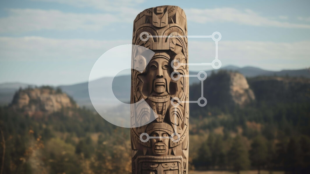 Intra Συλλεκτικό Ξύλινο Παζλ Plywood  4mm - Ξύλινος πόλος τοτέμ σε ανοιχτό πεδίο Σε Ξύλινο Κουτί - Διαστάσεις: 10x10 cm – 25 κομμάτια