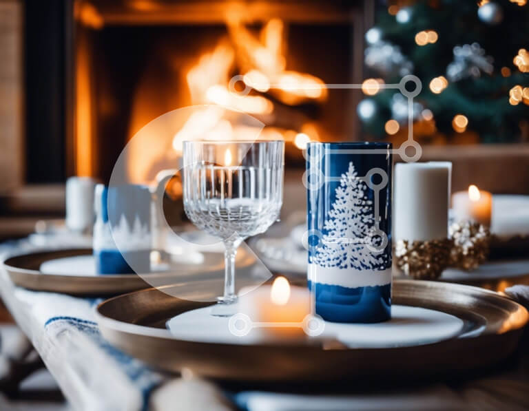 Intra Συλλεκτικό Ξύλινο Παζλ Plywood  4mm - Ρύθμιση τραπεζαρίας με τζάκι Σε Ξύλινο Κουτί - Διαστάσεις Puzzle: 10x10 cm – 25 κομμάτια