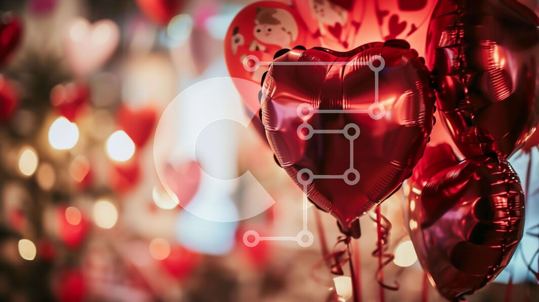 Intra Συλλεκτικό Ξύλινο Παζλ Plywood  4mm - Εορταστική γιορτή του Αγίου Βαλεντίνου με κόκκινα μπαλόνια σε σχήμα καρδιάς Σε Ξύλινο Κουτί - Διαστάσεις: 10x10 cm – 25 κομμάτια