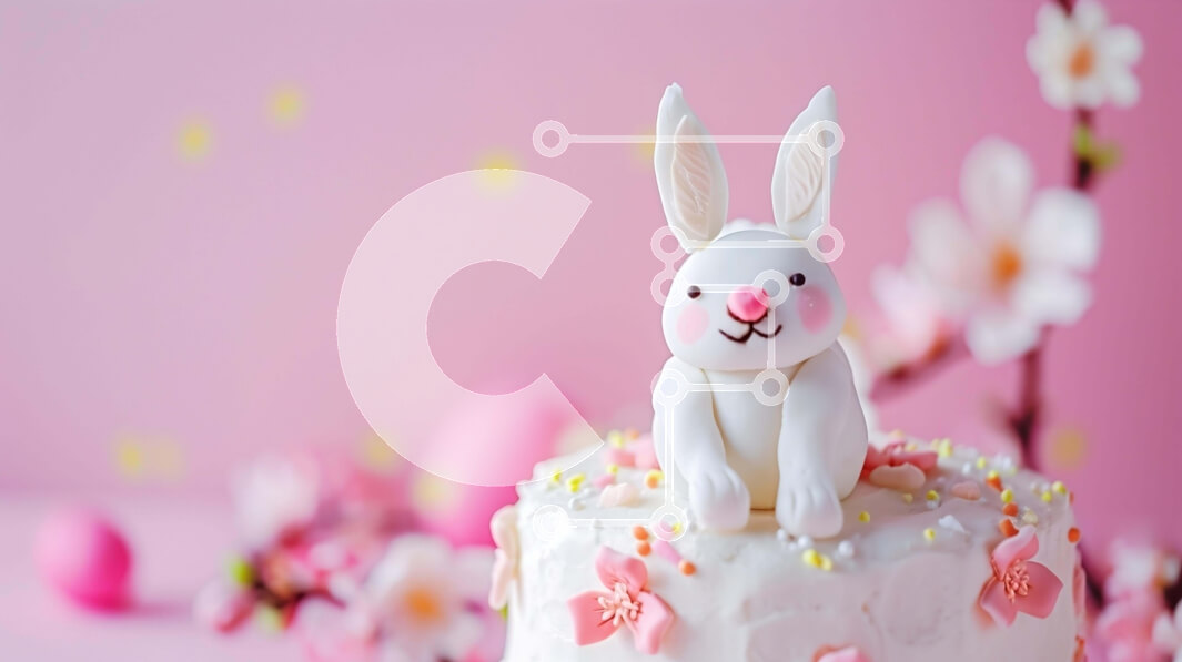 Intra Συλλεκτικό Ξύλινο Παζλ Plywood  4mm - Πασχαλινό κέικ με ειδώλιο λαγουδάκι και floral διακοσμήσεις Σε Ξύλινο Κουτί - Διαστάσεις: 10x10 cm – 25 κομμάτια