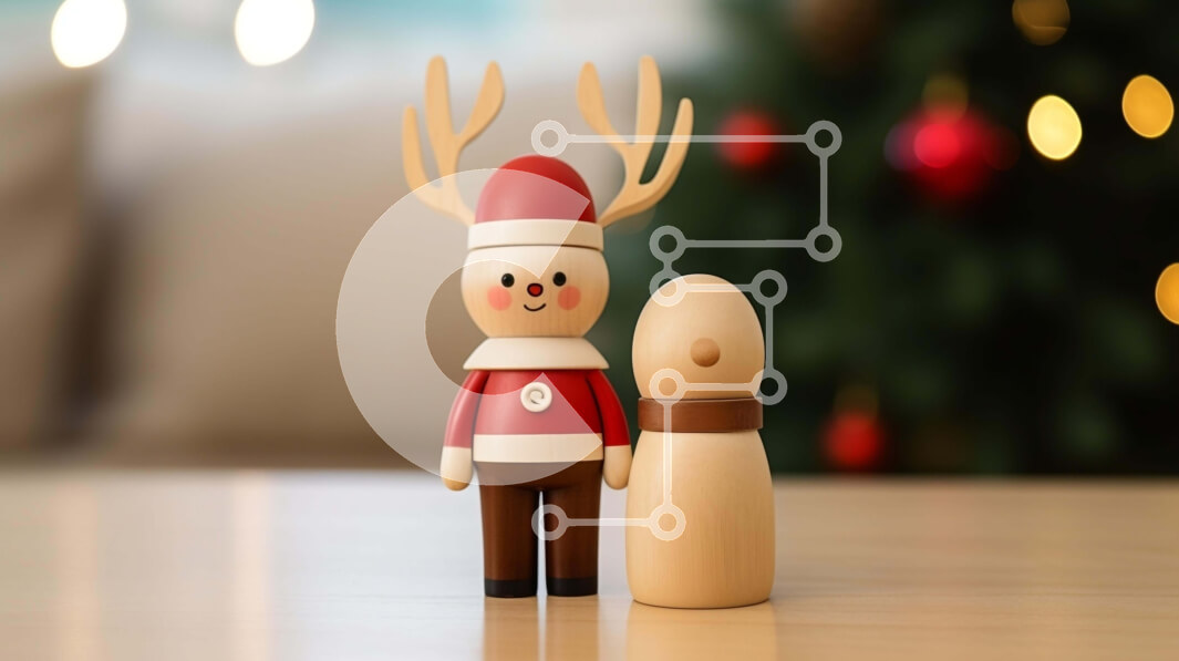 Intra Συλλεκτικό Ξύλινο Παζλ Plywood  4mm - Ξύλινα ειδώλια ταράνδων με χριστουγεννιάτικα φωτάκια και διακοσμητικά Σε Ξύλινο Κουτί - Διαστάσεις: 10x10 cm – 25 κομμάτια