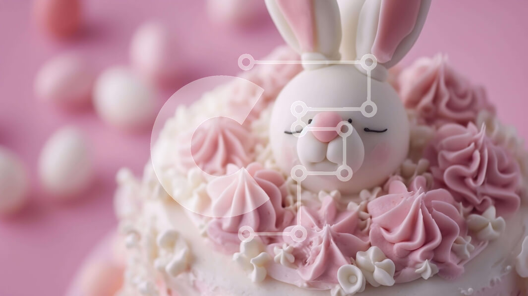 Σετ των 2 Intra Συλλεκτικό Ξύλινο Παζλ Plywood  4mm - Λευκό κέικ σε σχήμα λαγουδάκι με ροζ και λευκά διακοσμητικά Σε Ξύλινο Κουτί - Διαστάσεις: 10x10 cm – 25 κομμάτια