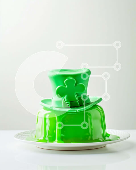 Σετ των 2 Intra Συλλεκτικό Ξύλινο Παζλ Plywood  4mm - Ιρλανδικής έμπνευσης Leprechaun Hat Cake με πράσινο γλάσο Σε Ξύλινο Κουτί - Διαστάσεις: 10x10 cm – 25 κομμάτια