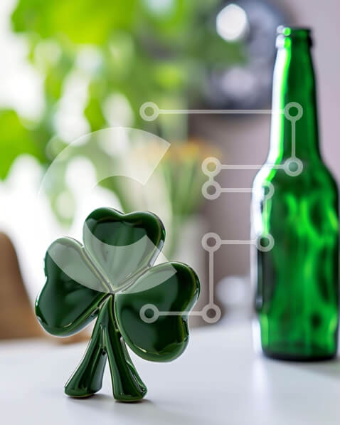 Σετ των 2 Intra Συλλεκτικό Ξύλινο Παζλ Plywood  4mm - Ιρλανδική μπύρα και ποτήρι Clover Σε Ξύλινο Κουτί - Διαστάσεις: 10x10 cm – 25 κομμάτια