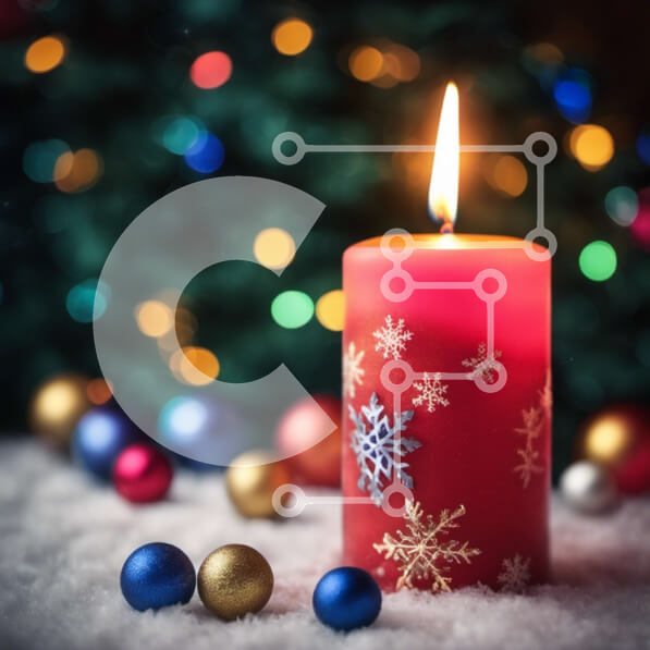 Intra Συλλεκτικό Ξύλινο Παζλ Plywood  4mm - Στολισμένο χριστουγεννιάτικο δέντρο με κόκκινο κερί και στολίδια Σε Ξύλινο Κουτί - Διαστάσεις: 10x10 cm – 25 κομμάτια