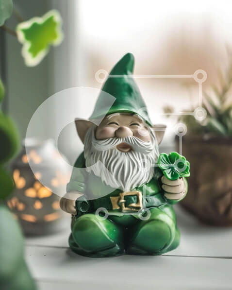 Intra Συλλεκτικό Ξύλινο Παζλ Plywood  4mm - Ιρλανδικό αγαλματίδιο με φύλλα τριφυλλιού Σε Ξύλινο Κουτί - Διαστάσεις Puzzle: 10x10 cm – 25 κομμάτια