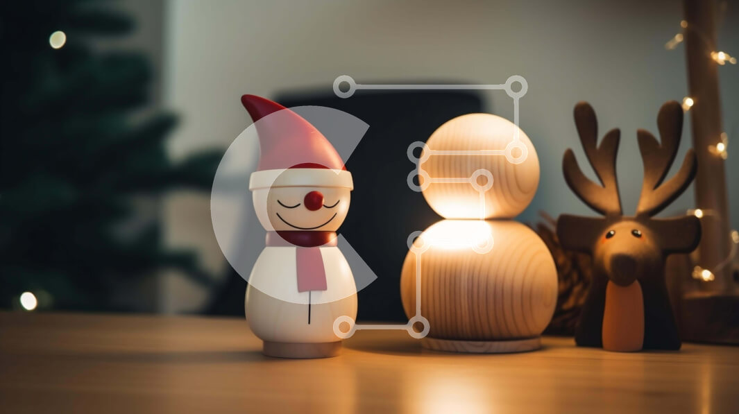 Intra Συλλεκτικό Ξύλινο Παζλ Plywood  4mm - Διακοσμήσεις διακοπών με χιονάνθρωπο και τάρανδο Σε Ξύλινο Κουτί - Διαστάσεις: 10x10 cm – 25 κομμάτια