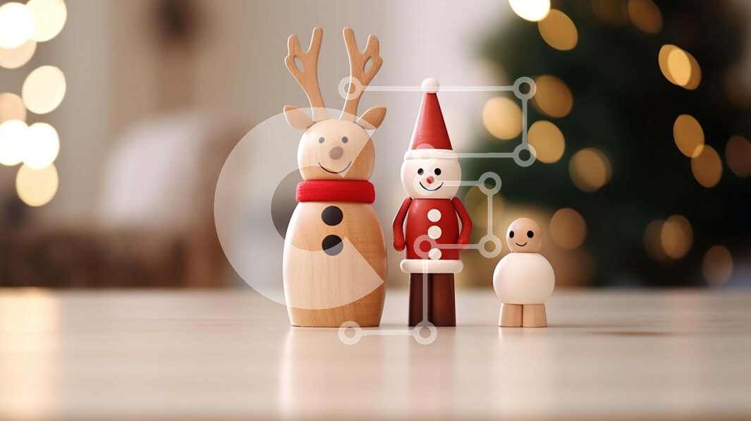 Intra Συλλεκτικό Ξύλινο Παζλ Plywood  4mm - Γιορτινά ξύλινα ειδώλια με φώτα και χιόνι που πέφτει Σε Ξύλινο Κουτί - Διαστάσεις Puzzle: 10x10 cm – 25 κομμάτια