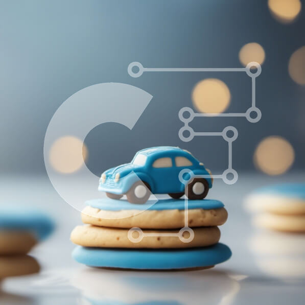 Σετ των 2 Intra Συλλεκτικό Ξύλινο Παζλ Plywood  4mm - Στοίβα μπλε μπισκότα με αυτοκίνητο παιχνιδιών Σε Ξύλινο Κουτί - Διαστάσεις: 10x10 cm – 25 κομμάτια