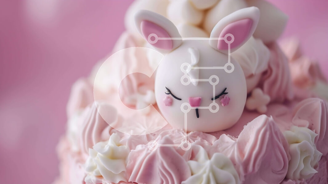 Σετ των 2 Intra Συλλεκτικό Ξύλινο Παζλ Plywood  4mm - Λευκό κέικ λαγουδάκι με ροζ πάγωμα και φοντάν Σε Ξύλινο Κουτί - Διαστάσεις: 10x10 cm – 25 κομμάτια