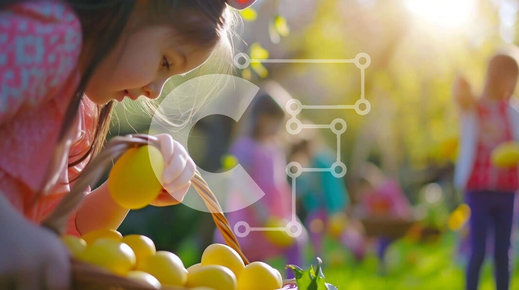 Intra Συλλεκτικό Ξύλινο Παζλ Plywood  4mm - Πασχαλινό κυνήγι αυγών με παιδιά σε ένα καταπράσινο χωράφι Σε Ξύλινο Κουτί - Διαστάσεις: 10x10 cm – 25 κομμάτια