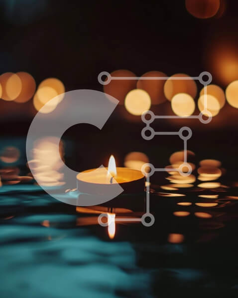 Intra Συλλεκτικό Ξύλινο Παζλ Plywood  4mm - Αναμμένο κερί που επιπλέει στο νερό για ειρήνη και ηρεμία Σε Ξύλινο Κουτί - Διαστάσεις: 10x10 cm – 25 κομμάτια