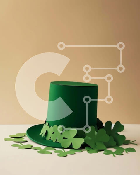 Intra Συλλεκτικό Ξύλινο Παζλ Plywood  4mm - Καπέλο τριφύλλι ημέρας του Αγίου Πατρικίου με πράσινα φύλλα Σε Ξύλινο Κουτί - Διαστάσεις: 10x10 cm – 25 κομμάτια