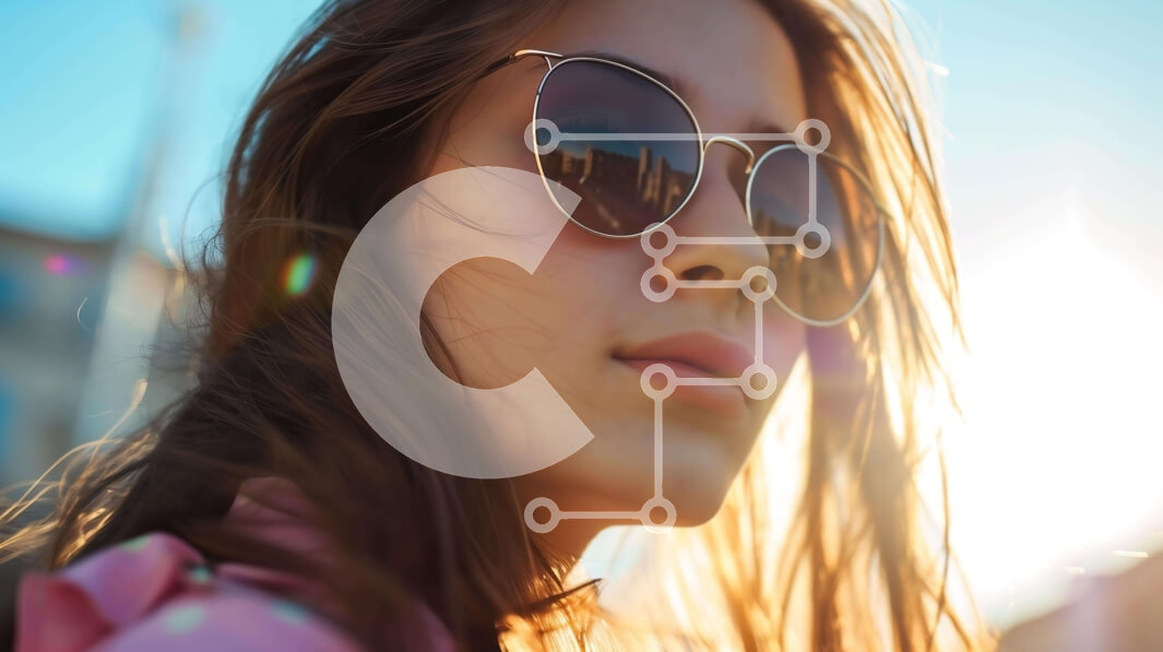 Intra Συλλεκτικό Ξύλινο Παζλ Plywood  4mm - Νεαρή γυναίκα που φοράει γυαλιά ηλίου και κοιτάζει μακριά Σε Ξύλινο Κουτί - Διαστάσεις Puzzle: 10x10 cm – 25 κομμάτια