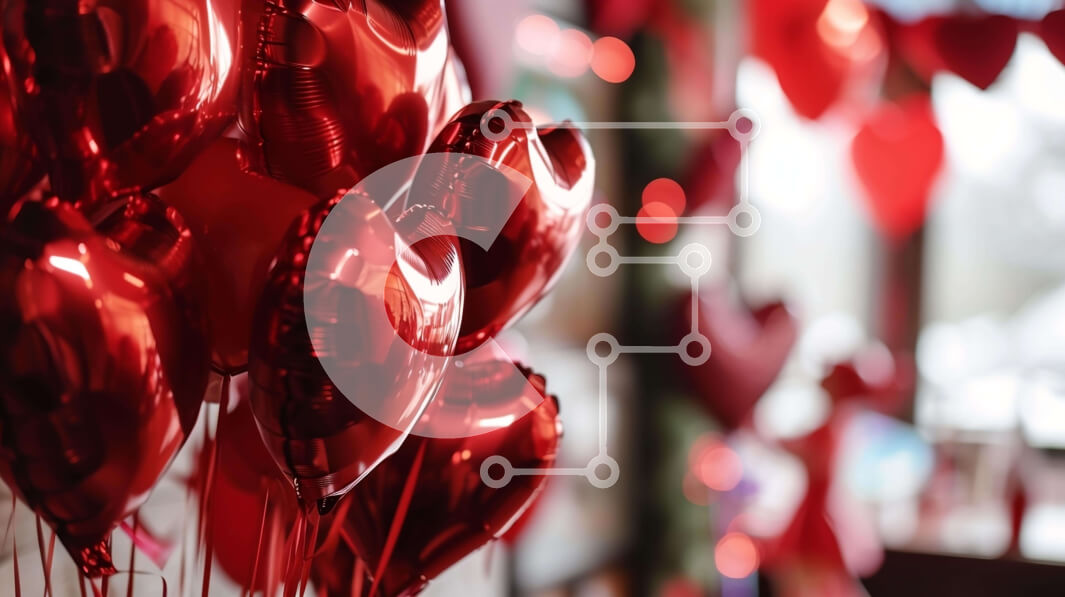 Intra Συλλεκτικό Ξύλινο Παζλ Plywood  4mm - Ομάδα από μπαλόνια σε σχήμα καρδιάς για την ημέρα του Αγίου Βαλεντίνου Σε Ξύλινο Κουτί - Διαστάσεις: 10x10 cm – 25 κομμάτια