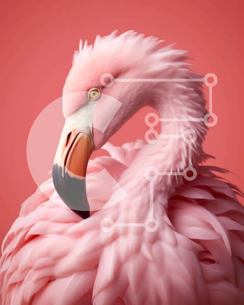 Σετ των 2 Intra Συλλεκτικό Ξύλινο Παζλ Plywood  4mm - Ροζ πορτρέτο φλαμίνγκο με κεκλιμένο κεφάλι Σε Ξύλινο Κουτί - Διαστάσεις: 10x10 cm – 25 κομμάτια