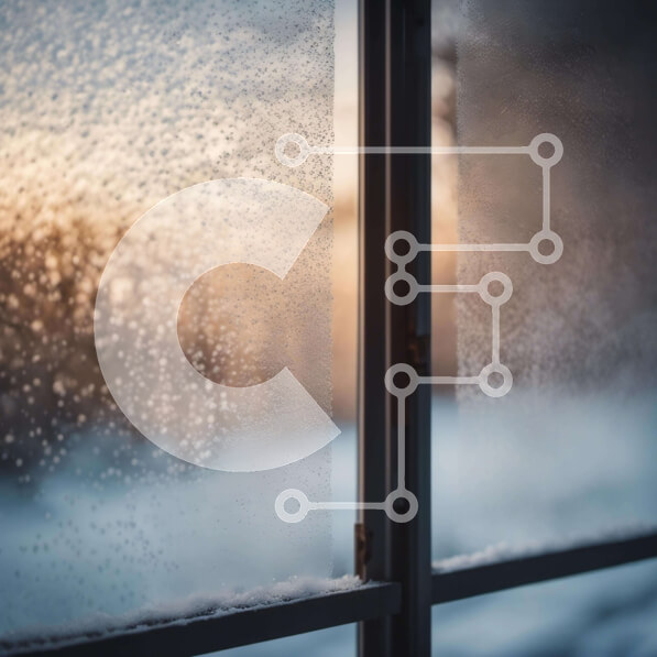 Intra Συλλεκτικό Ξύλινο Παζλ Plywood  4mm - Παγωμένο παράθυρο με νιφάδες χιονιού Σε Ξύλινο Κουτί - Διαστάσεις Puzzle: 10x10 cm – 25 κομμάτια