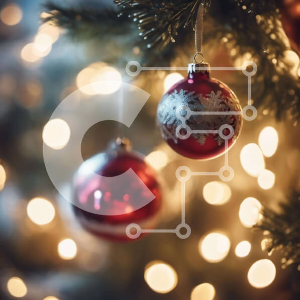 Intra Συλλεκτικό Ξύλινο Παζλ Plywood  4mm - Εορταστικό χριστουγεννιάτικο δέντρο με κομψά κόκκινα και ασημένια στολίδια Σε Ξύλινο Κουτί - Διαστάσεις: 10x10 cm – 25 κομμάτια