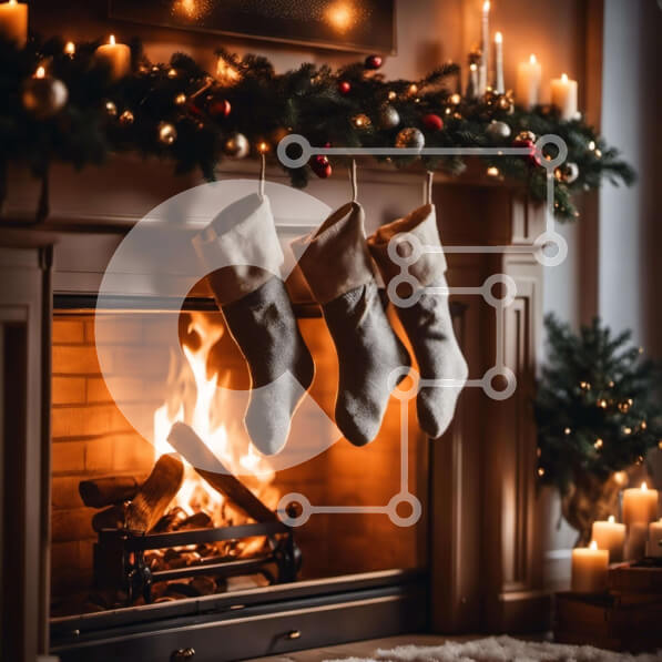 Intra Συλλεκτικό Ξύλινο Παζλ Plywood  4mm - Γιορτινά Χριστουγεννιάτικα Διακοσμητικά σε Μανδύα Τζάκι Σε Ξύλινο Κουτί - Διαστάσεις: 10x10 cm – 25 κομμάτια