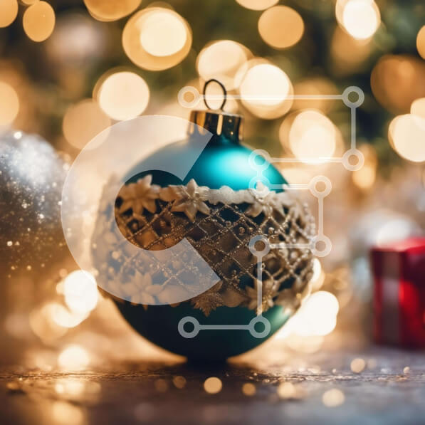 Intra Συλλεκτικό Ξύλινο Παζλ Plywood  4mm - Μπλε Χριστουγεννιάτικη μπάλα σε φωτισμένο φόντο Σε Ξύλινο Κουτί - Διαστάσεις: 10x10 cm – 25 κομμάτια