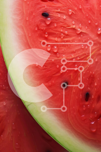 Σετ των 2 Intra Συλλεκτικό Ξύλινο Παζλ Plywood  4mm - Κοντινό πλάνο φέτες καρπούζι με σταγονίδια νερού Σε Ξύλινο Κουτί - Διαστάσεις: 10x10 cm – 25 κομμάτια