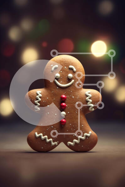 Intra Συλλεκτικό Ξύλινο Παζλ Plywood  4mm - Gingerbread Man διακοσμημένος με κόκκινα και λευκά διακοσμητικά Σε Ξύλινο Κουτί - Διαστάσεις Puzzle: 10x10 cm – 25 κομμάτια