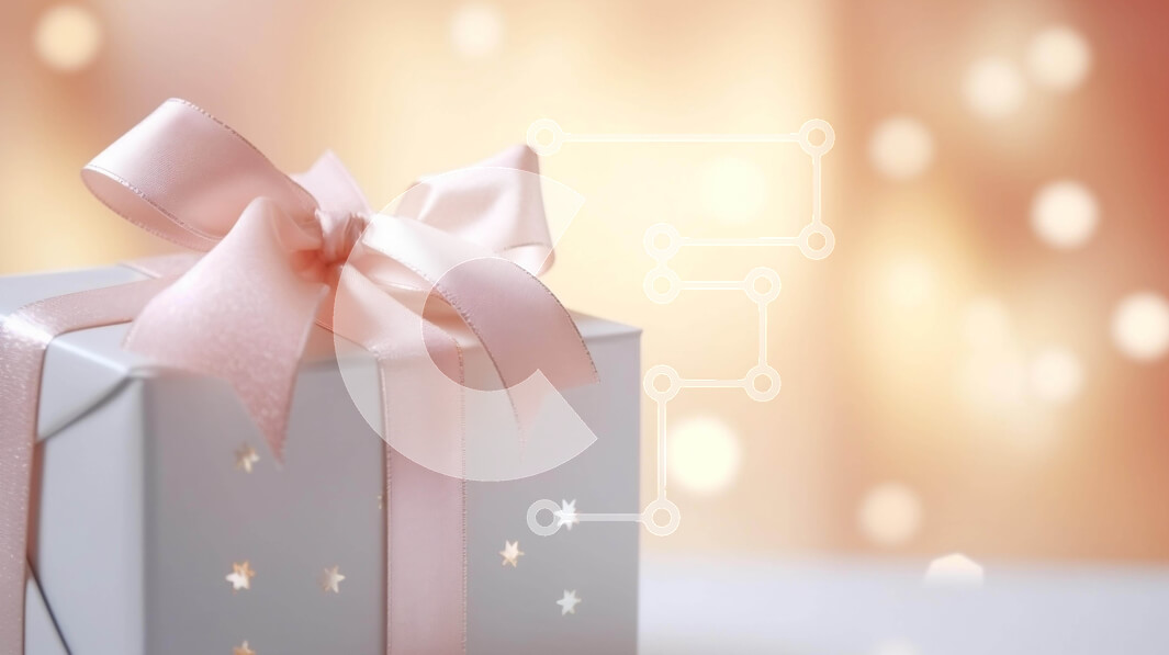 Intra Συλλεκτικό Ξύλινο Παζλ Plywood  4mm - Λευκό κουτί δώρου με ροζ φιόγκο σε διακοσμημένο φόντο Σε Ξύλινο Κουτί - Διαστάσεις Puzzle: 10x10 cm – 25 κομμάτια