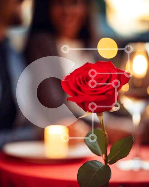 Intra Συλλεκτικό Ξύλινο Παζλ Plywood  4mm - Ρομαντικό δείπνο με κόκκινο τριαντάφυλλο και φως κεριών Σε Ξύλινο Κουτί - Διαστάσεις Puzzle: 10x10 cm – 25 κομμάτια