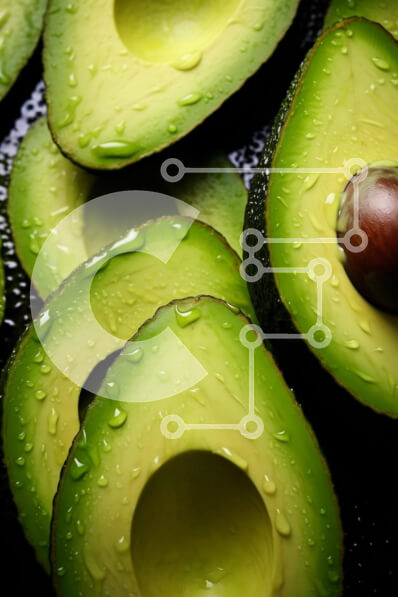 Σετ των 2 Intra Συλλεκτικό Ξύλινο Παζλ Plywood  4mm - Φρέσκα αβοκάντο με σταγόνες νερού Σε Ξύλινο Κουτί - Διαστάσεις: 10x10 cm – 25 κομμάτια