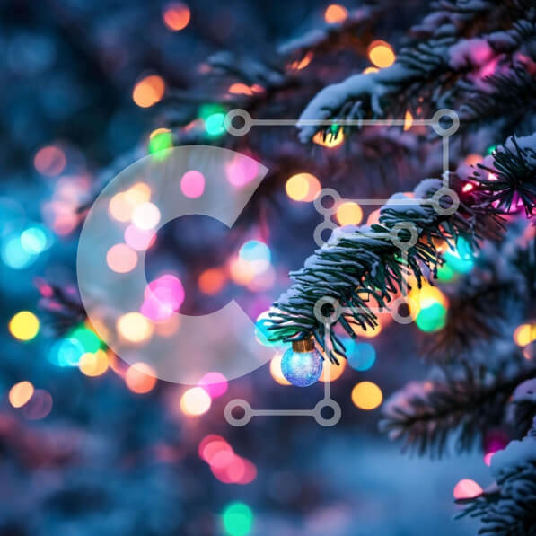 Intra Συλλεκτικό Ξύλινο Παζλ Plywood  4mm - Χιονισμένο κλαδί δέντρου διακοσμημένο με χριστουγεννιάτικα φωτάκια Σε Ξύλινο Κουτί - Διαστάσεις: 10x10 cm – 25 κομμάτια