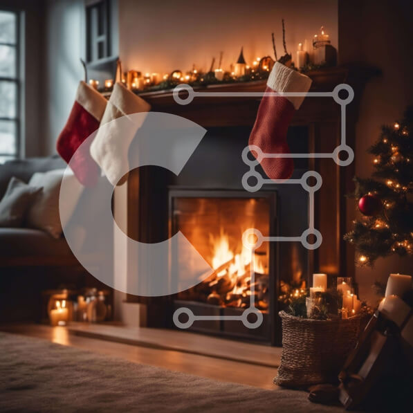 Intra Συλλεκτικό Ξύλινο Παζλ Plywood  4mm - Γιορτινό Τζάκι Διακοσμημένο για τις γιορτές Σε Ξύλινο Κουτί - Διαστάσεις: 10x10 cm – 25 κομμάτια