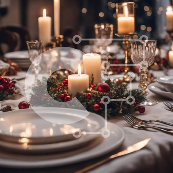 Intra Συλλεκτικό Ξύλινο Παζλ Plywood  4mm - Σετ γιορτινή τραπεζαρία με κεριά και διακοσμητικά Σε Ξύλινο Κουτί - Διαστάσεις: 10x10 cm – 25 κομμάτια