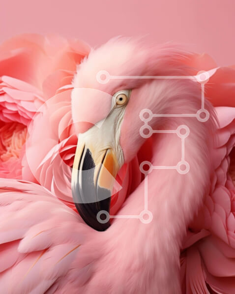 Intra Συλλεκτικό Ξύλινο Παζλ Plywood  4mm - Ροζ φλαμίνγκο με ροζ λουλούδια Σε Ξύλινο Κουτί - Διαστάσεις: 10x10 cm – 25 κομμάτια