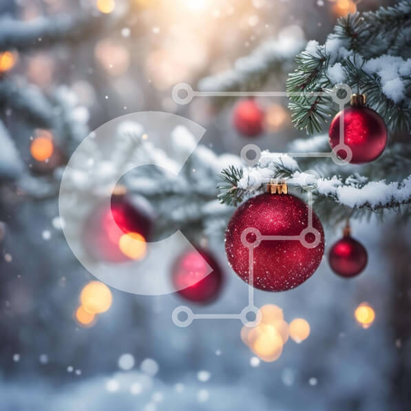 Intra Συλλεκτικό Ξύλινο Παζλ Plywood  4mm - Χιονισμένο χριστουγεννιάτικο δέντρο με κόκκινα στολίδια Σε Ξύλινο Κουτί - Διαστάσεις: 10x10 cm – 25 κομμάτια