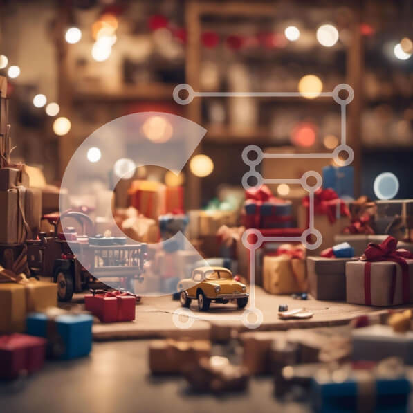 Intra Συλλεκτικό Ξύλινο Παζλ Plywood  4mm - Φορτηγό παιχνιδιών διακοπών με δώρα και διακοσμητικά Σε Ξύλινο Κουτί - Διαστάσεις: 10x10 cm – 25 κομμάτια