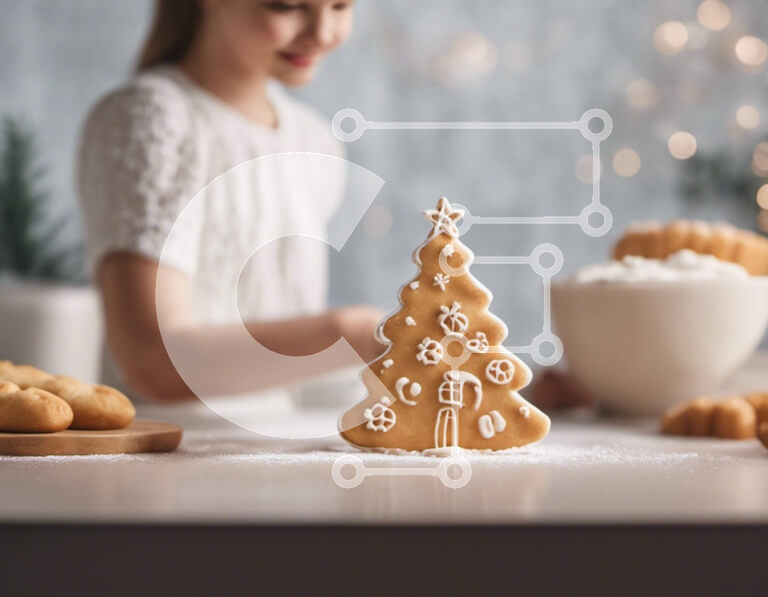 Σετ των 2 Intra Συλλεκτικό Ξύλινο Παζλ Plywood  4mm - Γυναίκα που διακοσμεί τα μπισκότα με άχνη και ζάχαρη Σε Ξύλινο Κουτί - Διαστάσεις: 10x10 cm – 25 κομμάτια