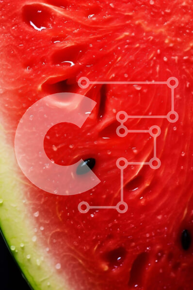 Σετ των 2 Intra Συλλεκτικό Ξύλινο Παζλ Plywood  4mm - Κοντινό πλάνο της φρέσκιας φέτας καρπούζι με σταγονίδια νερού Σε Ξύλινο Κουτί - Διαστάσεις: 10x10 cm – 25 κομμάτια