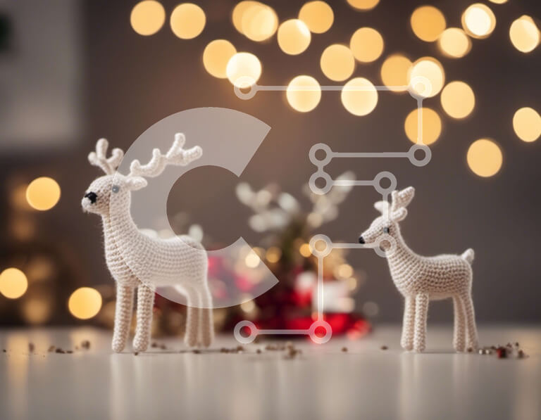 Intra Συλλεκτικό Ξύλινο Παζλ Plywood  4mm - Πλεκτά ειδώλια ταράνδων στο γιορτινό τραπέζι Σε Ξύλινο Κουτί - Διαστάσεις: 10x10 cm – 25 κομμάτια