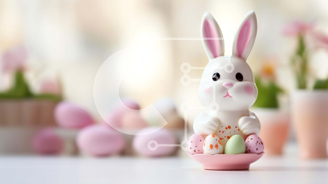 Intra Συλλεκτικό Ξύλινο Παζλ Plywood  4mm - Ειδώλιο λαγουδάκι του Πάσχα και πασχαλινό καλάθι με ροζ και λευκά αυγά Σε Ξύλινο Κουτί - Διαστάσεις: 10x10 cm – 25 κομμάτια