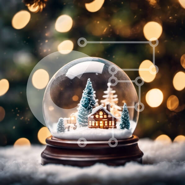 Intra Συλλεκτικό Ξύλινο Παζλ Plywood  4mm - Snow Globe με το διακοσμημένο χωριό Σε Ξύλινο Κουτί - Διαστάσεις: 10x10 cm – 25 κομμάτια