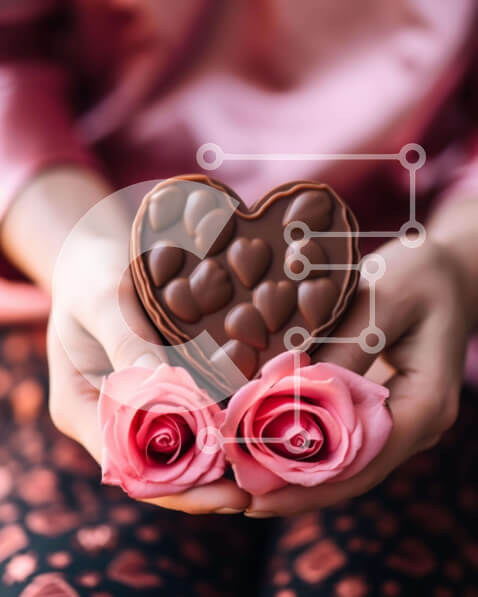 Intra Συλλεκτικό Ξύλινο Παζλ Plywood  4mm - Γιορτή του Αγίου Βαλεντίνου με σοκολάτα και τριαντάφυλλα Σε Ξύλινο Κουτί - Διαστάσεις: 10x10 cm – 25 κομμάτια