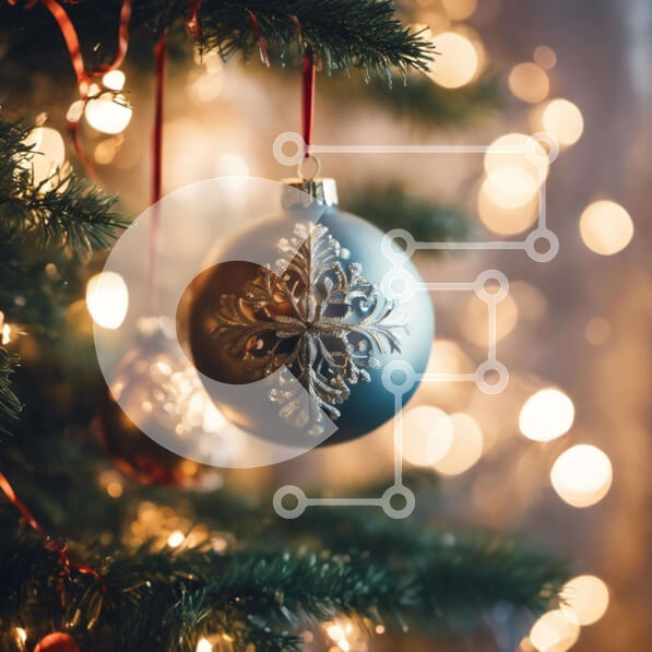 Intra Συλλεκτικό Ξύλινο Παζλ Plywood  4mm - Εορταστικός στολισμός χριστουγεννιάτικου δέντρου με ασημένια και χρυσά στολίδια Σε Ξύλινο Κουτί - Διαστάσεις: 10x10 cm – 25 κομμάτια