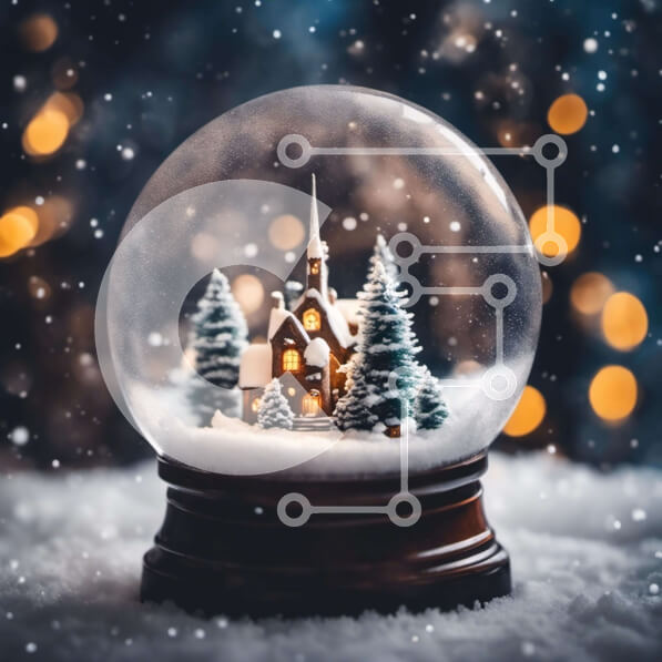 Intra Συλλεκτικό Ξύλινο Παζλ Plywood  4mm - Snow Globe με το χριστουγεννιάτικο χωριό μέσα Σε Ξύλινο Κουτί - Διαστάσεις: 10x10 cm – 25 κομμάτια