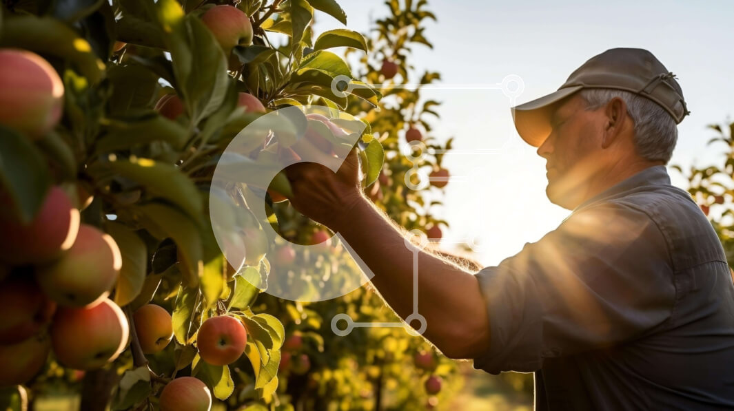Intra Συλλεκτικό Ξύλινο Παζλ Plywood  4mm - Άνθρωπος που μαζεύει μήλα από μια μηλιά σε ένα περιβόλι Σε Ξύλινο Κουτί - Διαστάσεις: 10x10 cm – 25 κομμάτια