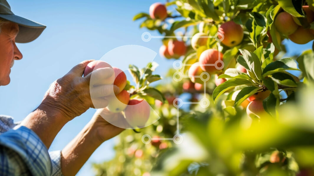 Intra Συλλεκτικό Ξύλινο Παζλ Plywood  4mm - Ηλικιωμένος που μαζεύει μήλα σε ένα περιβόλι Σε Ξύλινο Κουτί - Διαστάσεις: 10x10 cm – 25 κομμάτια