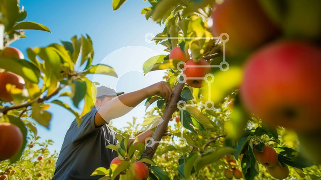 Intra Συλλεκτικό Ξύλινο Παζλ Plywood  4mm - Άνθρωπος που μαζεύει μήλα από τη μηλιά σε ένα περιβόλι Σε Ξύλινο Κουτί - Διαστάσεις: 10x10 cm – 25 κομμάτια