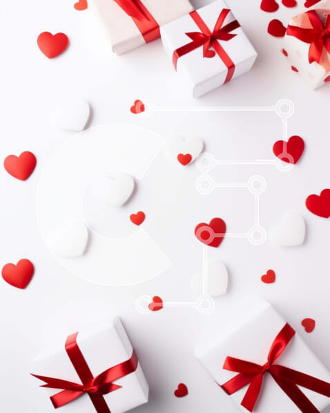 Intra Συλλεκτικό Ξύλινο Παζλ Plywood  4mm - Κουτιά δώρων για την ημέρα του Αγίου Βαλεντίνου σε λευκό φόντο με καρδιές και κομφετί Σε Ξύλινο Κουτί - Διαστάσεις: 10x10 cm – 25 κομμάτια