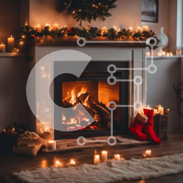 Intra Συλλεκτικό Ξύλινο Παζλ Plywood  4mm - Τζάκι διακοπών με κεριά και κάλτσες Σε Ξύλινο Κουτί - Διαστάσεις: 10x10 cm – 25 κομμάτια